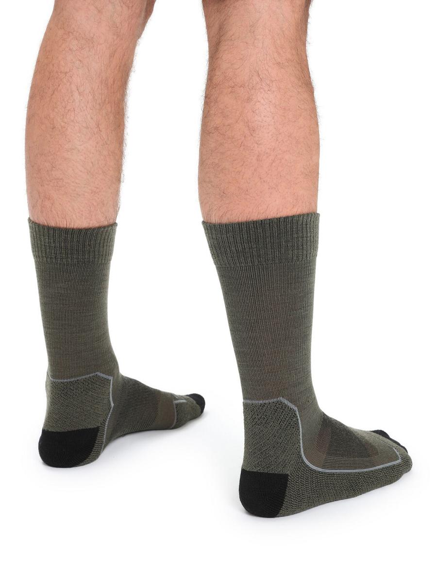 Men's Icebreaker Merino Hike+ Light Crew Socks Loden / Black | CA 1905RVDW